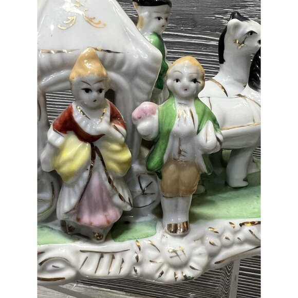 Vintage Porcelain Horses & Carriage Colonial Figurine Japan Midcentury Decor - Picture 7 of 9